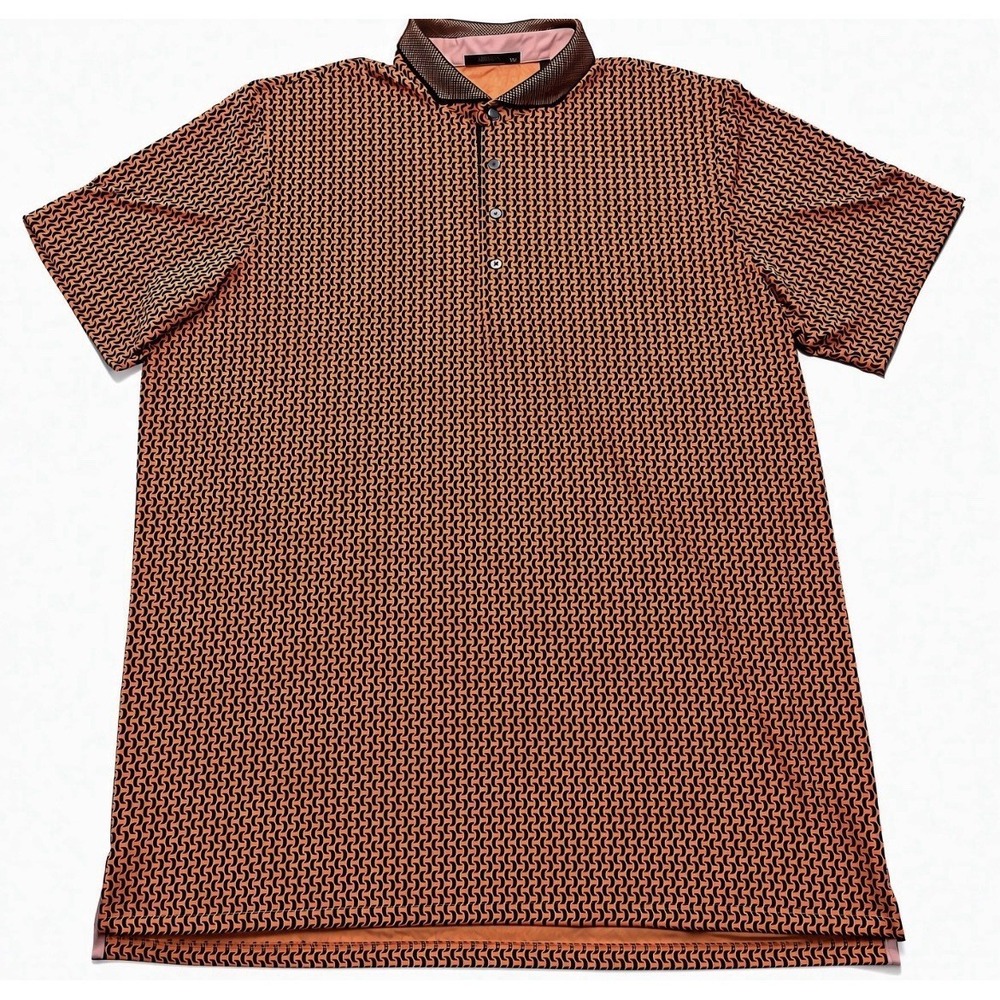 Greyson Polo Golf Shirt Mens XXL AOP Casual Performance Stretch Orange Black
